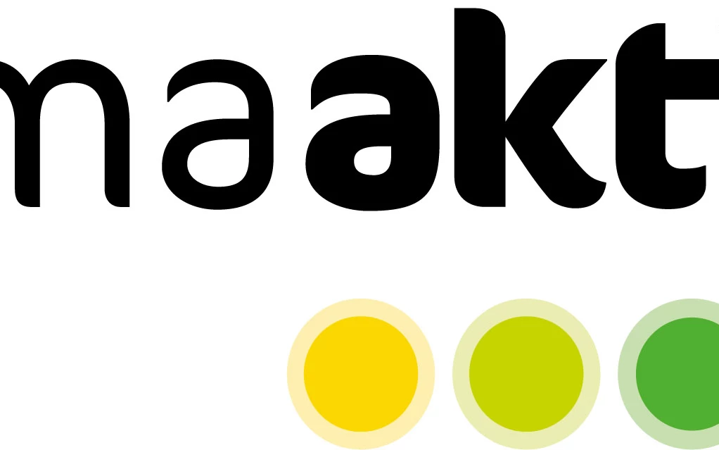 Das schwarze "klimaaktiv"-Logo mit fünf bunten Punkten darunter in Gelb, Hellgrün, Dunkelgrün, Hellblau und Dunkelrot.